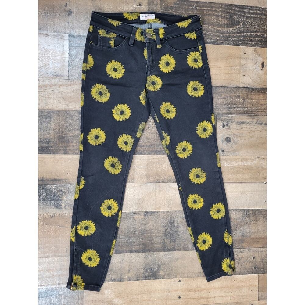 Guess Jeans Womens 27 Black Sunflower Ankle Zipper Pants Stretch Original Design